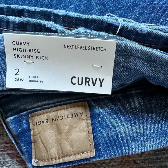 NWT: American Eagle Next Level High-Waisted Skinny Kick Jean | 2 short - Picture 4 of 6